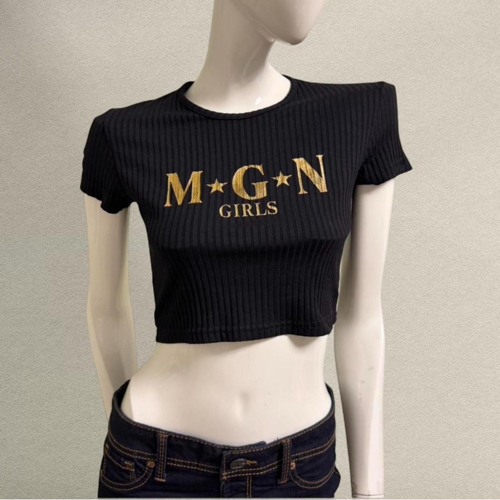 Vintage Morgan de Toi‎ Black Ribbed Crop Top